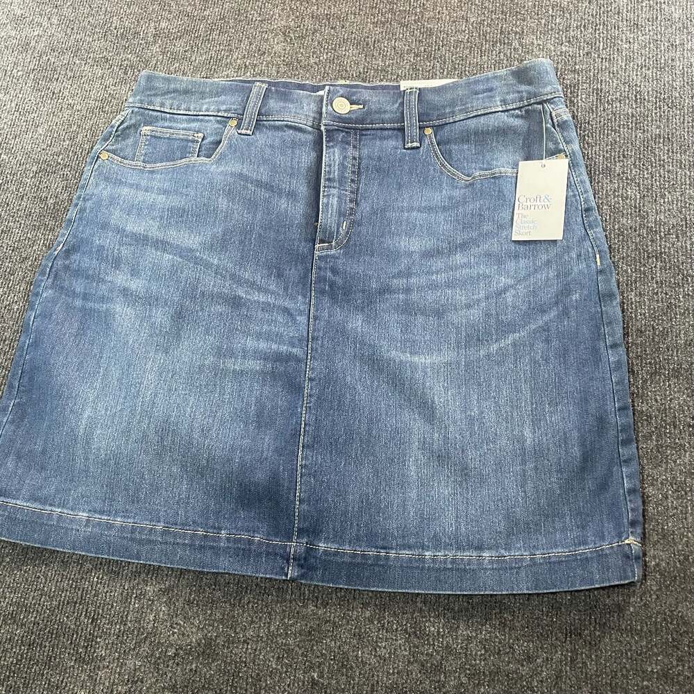 Croft & Barrow The Classic Stretch Skirt Denim Skirt Blue Size 12 New with Tag